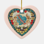 Antiek Valentijnsdag,  engelen in een hart Keramisch Ornament (Achterkant)
