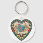 Antiek Valentijnsdag,  engelen in een hart Sleutelhanger (Achterkant)