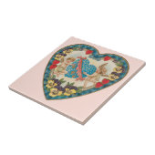 Antiek Valentijnsdag,  engelen in een hart Tegeltje (Zijkant)