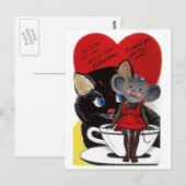 Antiek Valentijnsdag kat en muis Briefkaart (Voorkant / Achterkant)