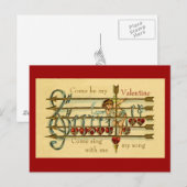  Antiek Valentijnsdag Musical Briefkaart (Voorkant / Achterkant)