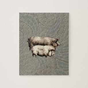 Antiek Varkens  tekening Legpuzzel