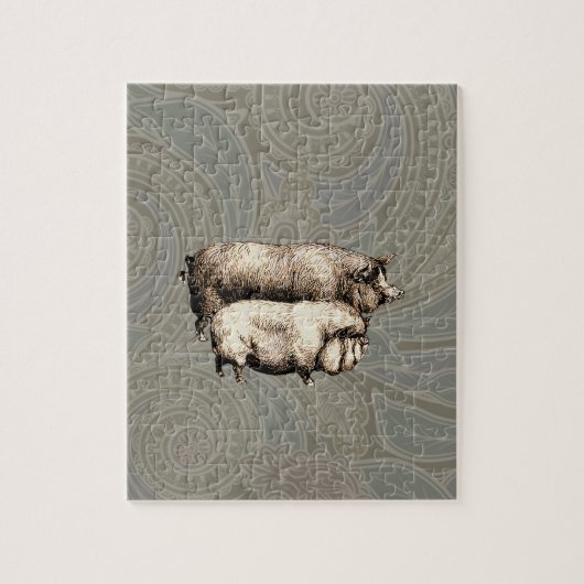 Antiek Varkens  tekening Legpuzzel (Verticaal)