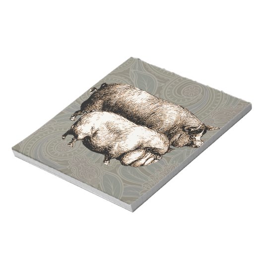 Antiek Varkens  tekening Notitieblok (Linkerzijde)