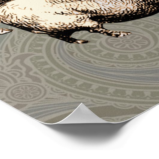 Antiek Varkens tekening Poster (Hoek)