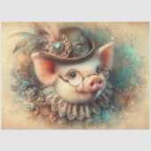 Antiek Varkensportret Steampunk Mode Decoupage Tissuepapier (Voorkant)