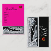 ANTIEK VATEN RUBY MONOGRAM Roze Fuchsia Zwart Visitekaartje (Voorkant / Achterkant)