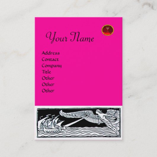 ANTIEK VATEN RUBY MONOGRAM Roze Fuchsia Zwart Visitekaartje (Voorkant)