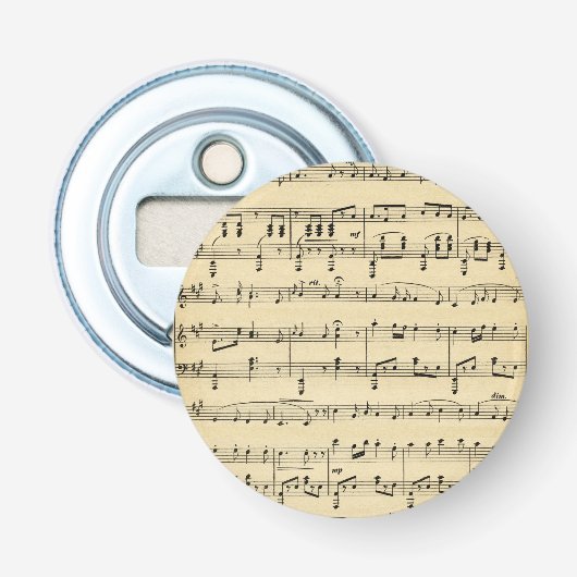 Antiek vel muziek button flesopener (Voorkant)