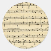 Antiek vel muziek ronde sticker (Voorkant)