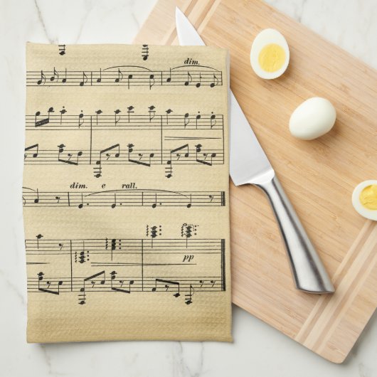 Antiek vel muziek theedoek (Quarter Fold)