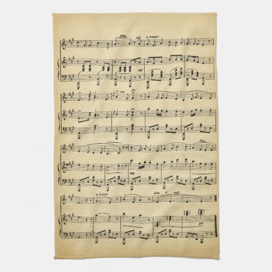 Antiek vel muziek theedoek (Verticaal)