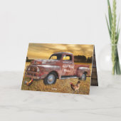 Antiek veld Boerderij rode vrachtwagen Bedankkaart (Achterkant)