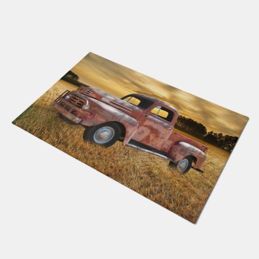 Antiek veld Boerderij rode vrachtwagen Deurmat (Schuin)