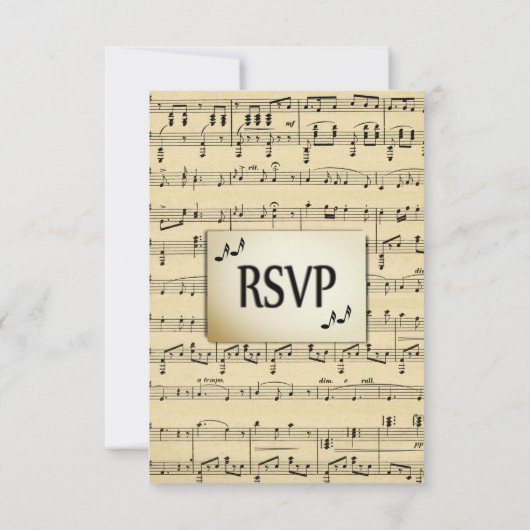 Antiek velmuziek RSVP met menuopties (Achterkant)