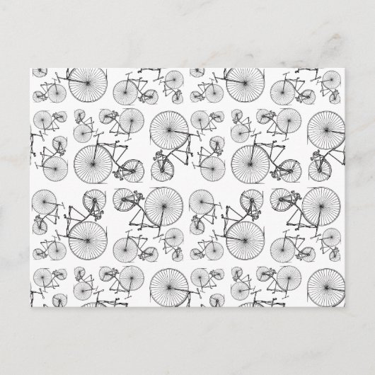 Antiek velocipede-fietsen met een speciale maatsta briefkaart (Voorkant)