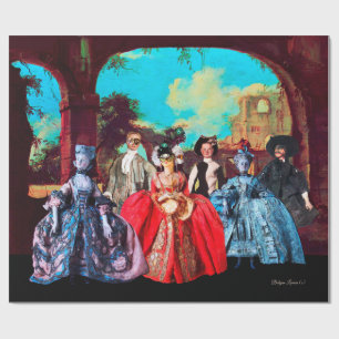 ANTIEK VENETIAN PUPPETS MASQUERADE PARTIJ CADEAUPAPIER