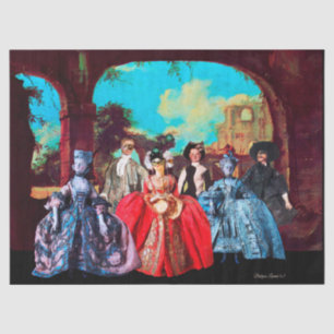 ANTIEK VENETISCHE POPPETS, MASKERADE PARTIJEN TISSUEPAPIER