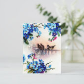 Antiek Vergeet me niet om de vogelscene van het Fl Briefkaart (Staand voorkant)