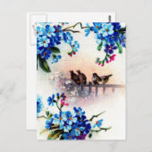 Antiek Vergeet me niet om de vogelscene van het Fl Briefkaart (Voorkant / Achterkant)