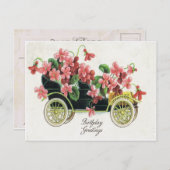 Antiek Verjaardag Post Kaart-Roze Violet Antiek Au Briefkaart (Voorkant / Achterkant)