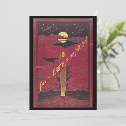 Antiek Verne van de aarde naar het motorboek Feestdagenkaart (Staand voorkant)