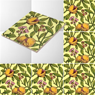 Antiek Victoraans Tijdperk Granaatappel Patroon Tegeltje