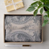 Antiek Victoria Toile blue en witte ontkoppeling Tissuepapier (Geschenk)