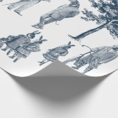 antiek Victoriaans Animal Toile Anthropomorph Blue Cadeaupapier (Hoek)