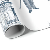 antiek Victoriaans Animal Toile Anthropomorph Blue Cadeaupapier (Rol Hoek)