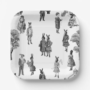 antiek Victoriaans babydieren kinder witte toilet Papieren Bordje