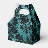 Antiek Victoriaans Blauwgroen en Zwart Damask Bedankdoosjes (Achterkant)