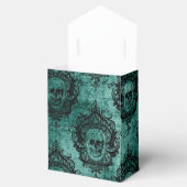 Antiek Victoriaans Blauwgroen en zwart schedelpatr Bedankdoosjes (Geopend)