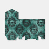 Antiek Victoriaans Blauwgroen en zwart schedelpatr Bedankdoosjes (Uitgevouwen)