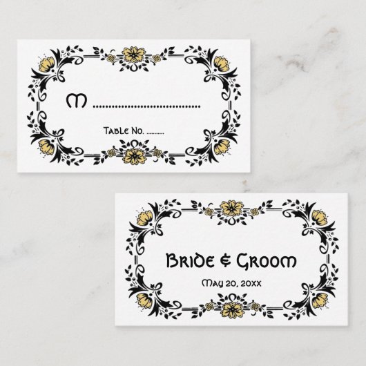 Antiek Victoriaans bloemen, weddenschapstabel nr. Plaatskaartje (Voorkant / Achterkant)