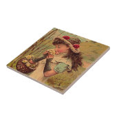  Antiek Victoriaans Bloemenmeisje Mode Tile Tegeltje (Zijkant)