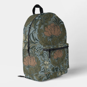 Antiek Victoriaans Bloemmotief Salie Terracotta Bedrukte Rugzak