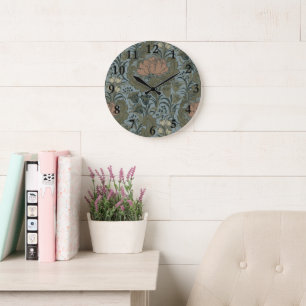 Antiek Victoriaans Bloemmotief Salie Terracotta Grote Klok