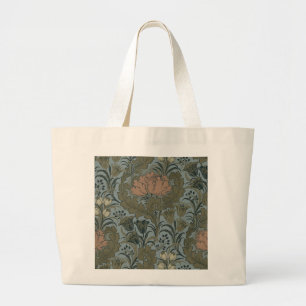 Antiek Victoriaans Bloemmotief Salie Terracotta Grote Tote Bag