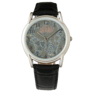 Antiek Victoriaans Bloemmotief Salie Terracotta Horloge