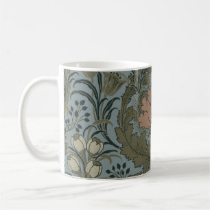 Antiek Victoriaans Bloemmotief Salie Terracotta Koffiemok