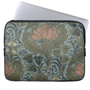 Antiek Victoriaans Bloemmotief Salie Terracotta Laptop Sleeve