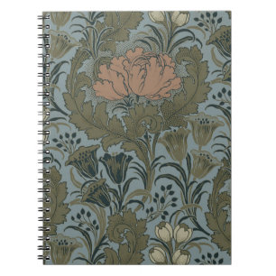 Antiek Victoriaans Bloemmotief Salie Terracotta Notitieboek