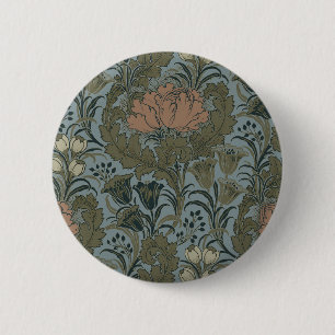 Antiek Victoriaans Bloemmotief Salie Terracotta Ronde Button 5,7 Cm