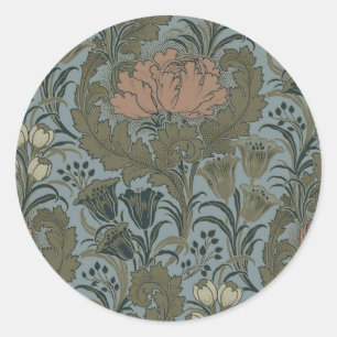 Antiek Victoriaans Bloemmotief Salie Terracotta Ronde Sticker