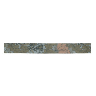Antiek Victoriaans Bloemmotief Salie Terracotta Satijnen Lint