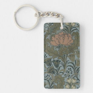 Antiek Victoriaans Bloemmotief Salie Terracotta Sleutelhanger
