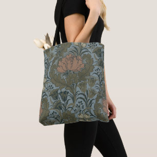Antiek Victoriaans Bloemmotief Salie Terracotta Tote Bag