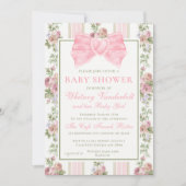 Antiek Victoriaans Coquette Bow Floral Baby shower Kaart (Voorkant)