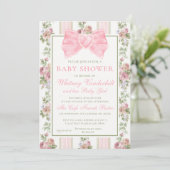 Antiek Victoriaans Coquette Bow Floral Baby shower Kaart (Staand voorkant)